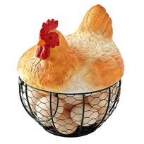 Creative Poultry Themed Resin Storage Basket with Lid For Kitchen Produce Fruits Vegetables Decorative Holder 1