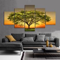 5 Panels Tree Posters Canvas Prints Sunset Painting Wall Art Pictures for Living Room Bedroom Study Landscape Modern Home Decor 20x35 20x45 20x55cm