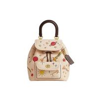 COACH OBSERVED BY US co-branded Riya 23 solid color cartoon pattern printed drawstring and buckle closure cow leather backpack backpack women's khaki ruda