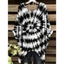 Women's Fashion Large T-shirt Black and White Graffiti Printed Pattern Women's T-shirt No Accessories Not Included 1XL
