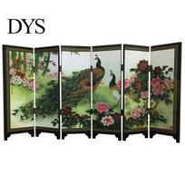 Wooden 6-Panel Peacock Screen Room Divider Folding Partition Gift Desktop Decor