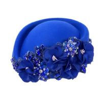 Women's Vintage British Wool Beret Hat with Floral Design One Size