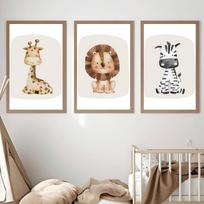 3pcs/Set Bohemian Safari Wall Art Poster Lion Cow Giraffe Animal Canvas Prints for Modern Living Room Bedroom Nursery Home Decor 21X30CMNo Framed