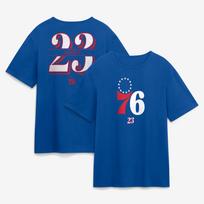 LeBron James Royal Philadelphia 76ers in The Paint Name & Number T-Shirt Oversized Training Sports Jersey Short Sleeved Female Male Clothing 4XL