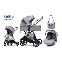 Kidilo Multi-Functional 3-in-1 Baby Stroller - Two-Way, High View, Foldable with Shock Absorption for Newborns