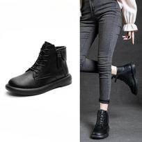 Plus-size Boots Women's Soft-soled Ankle Boots Flat Single Boots Rubber-soled Retro Low-top Shoes 35