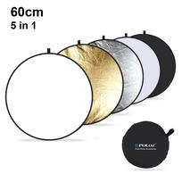 5-in-1 Collapsible Multi-Disc Reflector with Reversible Covers - Silver, Gold, White, Black, Translucent for Photo Studio & Outdoor Use 5in1 (60cm)