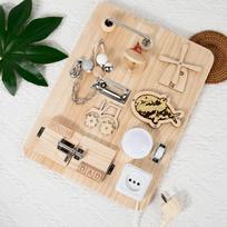 Wooden children's early education busy board multi-function switch lock educational toy