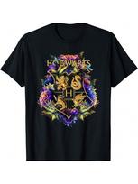 Harry Potters Hogwartss Multi-Colored Floral Crests T-Shirt S