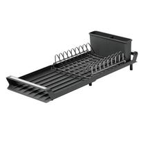 Expandable vegetable rack on kitchen countertop, with drainage, rust proof, can accommodate 8 plates and 2 utensils