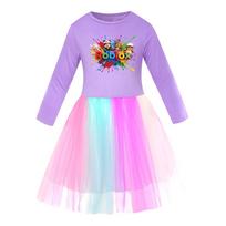 5575 Multi-color Girls Roblox Printed Mesh Rainbow Dress 110cm