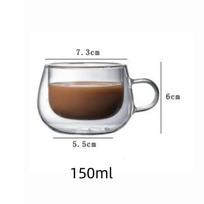 150/250/350ML Karščiui atspari dvigubų sienelių stiklinė kavos puodelis su rankena Kapučino Latė Pusryčių arbata Pienas Vanduo Skaidrūs puodeliai Dovana 301-400ml gray