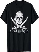 Pirate Skull Calico Jack Jolly Roger Bones Graphic T-Shirt S
