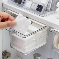 2 vnt. Skaidrios stalinių stalčių organizatorių dėžutės Makiažo organizatorius Skaidraus plastiko laikymo dėžutė Kosmetinės vatos padukams Kosmetinis stalas 2pcs white
