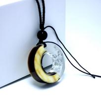 European & American Style Solid Wood Resin Pendant Couple Necklace - Creative Design, Ships Same Day