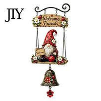Waterproof Outdoor Bell Rustic Garden Gnome Bell, Large Gnomes Welcome Hanging Doorbell, Metal Chime Doorbell Decor for Front Porch Patio Fence A