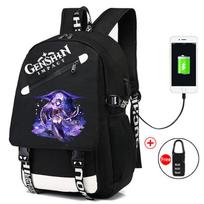 Backpack Anime, Genshin Surrounding Large Capacity Student School Bag Outdoor Travel Bag Diagonal zipper