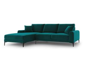 Minkštas kampas Mazzini Sofas Madara, veliūras, šviesiai žalias/juodas