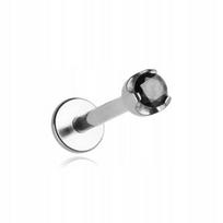 Titano labret auskaras su juodu cirkoniu 1,2/8/3 mm
