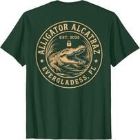 Alligator Alcatraz Florida Everglades Parody Design ON BACK Unisex T-Shirt M