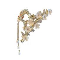 1Pc Super Fairy Pearl Fringed Rhinestone Flower Grab Clip Temperament Hairpin Female Head Coil Hair Catch Large Shark Clip Hairpin beige