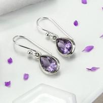 Trendy  Sterling Silver Waterdrop Purple Zircon Earrings Women Wedding Aesthetic Accessory for Lady Anniversary Gift