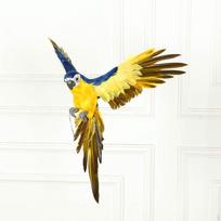 Artificial Bird Feather Parrot Model Modern for Porch Blue Yellow