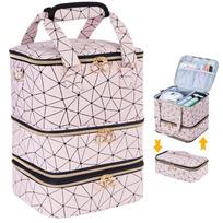 Large Capacity Nail Polish Storage Bag with Double Handles and Detachable Layers for 60 Bottles – Portable Manicure Handbag