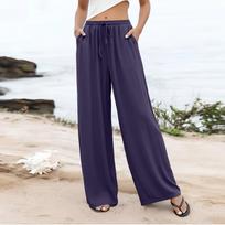 Womens Palazzo Pants Summer Casual Flowy Wide Leg Trousers Beach Travel Vacation Outfits XXXL