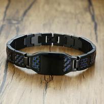 Engravable Dragon Scorpion Wolf Carbon Fiber Male Bracelets Personalize Men ID Bracelet Stainless Steel Jewelry