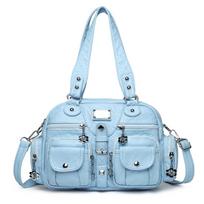 Retro Leather Female Multi-pockets Shoulder Crossbody Bags for Women Mother Large Capacity Handbag Messenger Tote Bag