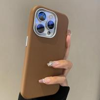 Solid Color Leather Phone Case for iPhone 17 Pro Max/16 Pro/14 PM - Anti-Slip, Creative Design Apple 16 gray