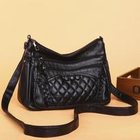 Trendy Four Seass Soft Leather Multi Pocket Shoulder Bag for Women