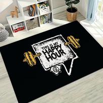 Gym  This Is My Happy Hour  Dumbbell Print Area Rug Soft Non-Slip Home Gym Carpet Retro Indoor Sports Decor Mat for Bedroom 40x60cm