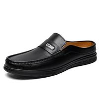 Men's Leather Slip-On Loafers: Spring/Summer Low-Top Casual Mules Size 43
