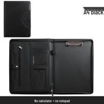 A4 Leather Multifunctional Zipper Briefcase Ring Binder black