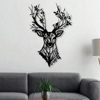 Black Deer & Tree Metal Wall Art, Modern Rustic Decor 19x13 1PC