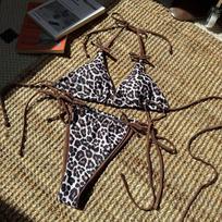 Sexy Leopard Bikini Suit Women Strap Push Up Swimsuit Three Points Bikini Set Low Waist Swimwear Women Summer Backless Beachwear S