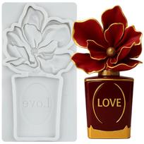 Perfume Bottle Silicone Molds Perfume Bottle Flower Fondant Mold Cake Decorating Tools Cupcake Topper Chocolate Candy Craft Gum Paste Polymer Clay pilka spalva