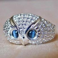 Fashion Cute Big Eyes Owl Ring With Blue Rhinestone CZ Rings For Women Adjustable Delicate Party Jewellery Accessories Gift resizable
