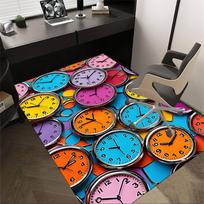 1PC clocks colorful Extra Large Non Slip Floor carpet, Office, family, Studio   Large Area Rug Indoor Rugs, Bold Statement Piece 60cm by 90cm