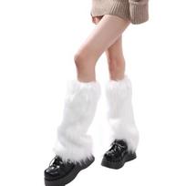 Faux Fur Leg Warmers Women Solid Color Fuzzy Long Boot Covers Fluffy Shaggy Leg Warmers for Christmas Costume Nightclub Street