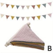 Cute Birthday Bunting Children's Room Pull Flower Kindergarten 10 Hanging Flags Triangle Flag Party Decoration Arrangement. as the picture