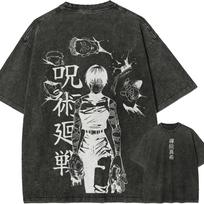 Maki Zenin Awakened T-shirt Jujutsu Kaisen Zenin Clan Tee Vintage Washed Oversized Retro Anime Harajuku Streetwear Men Clothing M