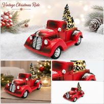 Resin Christmas Truck Figurine with LED Light Flashing Feature Holiday Decoration for Home and Office Display Seasonal Ornament one size