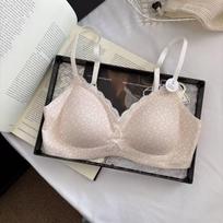 Japanese Sweet Lace Color Block Push-Up Bra for Women - Seamless, Anti-Sagging, Small Bust Support, Beautiful Back Design S