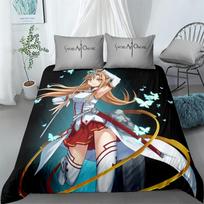 Anime Girl Boy Sword Art Bedding Set Kirito 3D Duvet Cover Twin Queen King Single Size Fashion Luxury Bedroom Decor Kids Gifts 70x140cm 2pcs&Duvet Cover