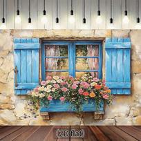 Provence Flower Box Vintage Cottage Spring Portrait Photography Background Cloth 47.2x31.5inch/120*80cm