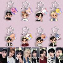 8pcs Kpop Stray Kids SKZOO Double Acrylic Keychain Cute Cartoon Figure Keyring, Hyunjin Felix Bang Chan Lee Know Bag Pendant Accessories 8pcs gray