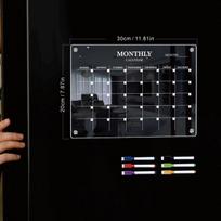 Magnetinis akrilinis sausai valomas kalendorius-skaidrus planuoklis šaldytuvui, idealus virtuvės organizatorius namams ir biurui, su rašikliu. skaidri